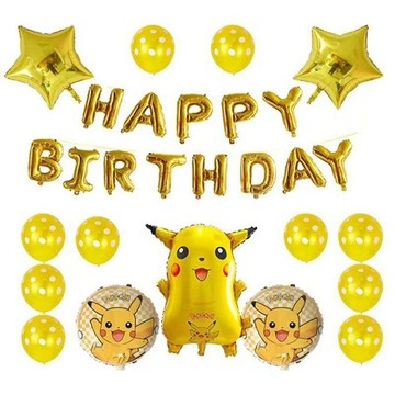 ❤️免運爆款❤️神奇寶貝生日氣球 皮卡丘氣球生日派對裝飾氣球 寵物精靈系列皮卡丘生日週歲派對裝飾拉旗鋁膜氣球套裝