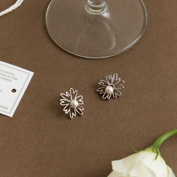 【BONNY&READ飾品】[B&R設計款/銀針] 心花綻放珍珠耳環 S925低敏銀針 優雅 花草 珍珠 約會飾品