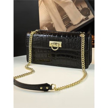 真皮鱷魚紋女包2025新款時尚法棍腋下包氣質單肩中年媽媽包斜挎包