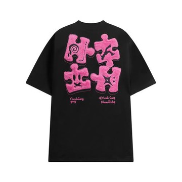 404MOB重工毛絨貼布刺繡短袖T恤男女款涼感防曬寬松情侶體恤上衣