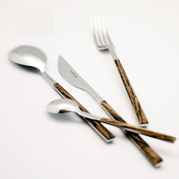 24件餐具禮盒組-主餐刀叉匙咖啡匙 仿崖豆木深褐