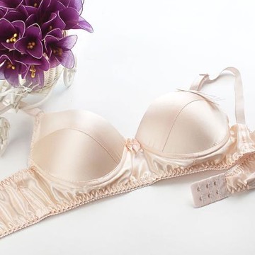 滿3件包郵   真絲文胸100%桑蠶絲真絲內衣雙面真絲無鋼圈海綿紅色