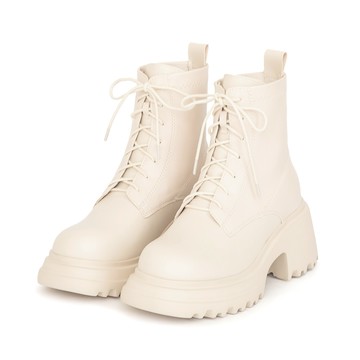 D+AF 【Lisa同款】女團風輕量厚底綁帶短靴