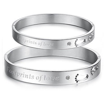 鈦鋼手環 手鍊 (一對)-跟隨你愛的足跡風格七夕情人節禮物男女飾品73co20【獨家進口】【米蘭精品】