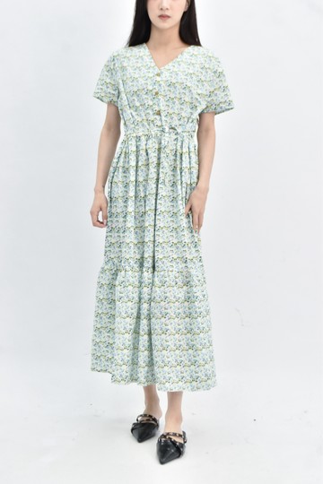(M) 短袖綠色洋裝