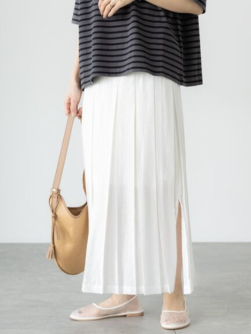 氣質微透側開岔百褶長裙(0F000771510) - Lugnoncure