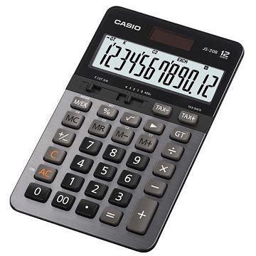 CASIO 12位數大螢幕快速輸入靜音計算機-黑灰(JS-20B)