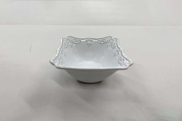 【100 Life Japan Can Do】經典蕾絲浮雕方碗(白)