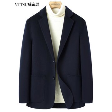 高端秋冬新款雙面羊絨西服男士修身修身毛呢子小西裝外套便西單西