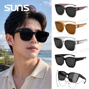 【SUNS】TR90包覆式偏光墨鏡 可套鏡/可單戴 曜影大框墨鏡 抗UV400 修飾臉型 防眩光