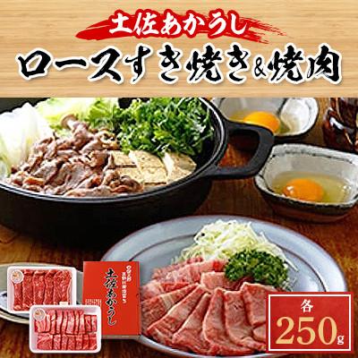 ふるさと納税 本山町 土佐あかうし　ロースすき焼き焼肉　各250g