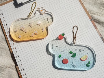 水豚閃粉厚壓克力吊飾 擺飾 【SKYCOFFEE】