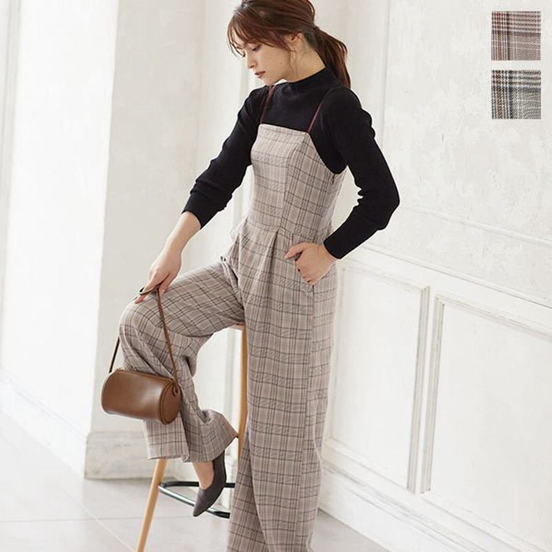 オールインワン オーバーオール ワイドパンツ ハイウエスト レディース ボトムス チェック柄 大人 秋 冬 E2573 通販 Lineポイント最大0 5 Get Lineショッピング