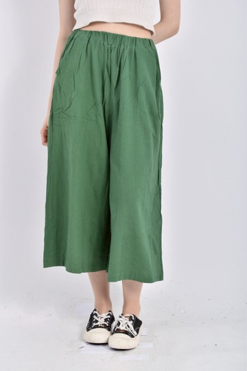 (S) xiao jiang質感鬆緊腰綠色長褲