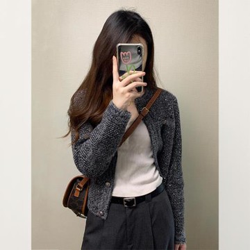 小香風深秋初秋穿搭短款開衫毛衣外套女春秋奶呼呼軟糯針織衫上衣