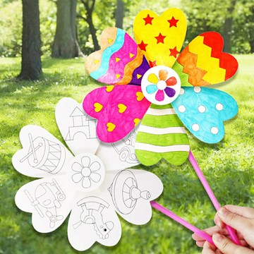 DIY繪畫塗鴉風車 材料包 兒童 彩繪 手作 美術美勞 夏日趣味 親子互動【BlueCat】【JC3771】