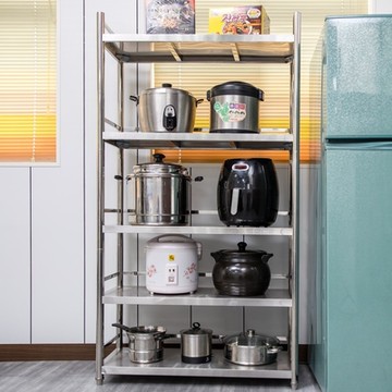 【誠宜居家】 升級款加粗加厚120x50x168三面圍欄不鏽鋼五層置物架- 廚房置物架 廚房架 不銹鋼 不銹鋼置物 收納架 廚房櫃