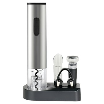索樂生活 紅酒開瓶器套裝5件組  銀色 + 黑色  1組
