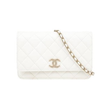 二手商品9.5成新_CHANEL 鏤空CC Logo 荔枝皮革WOC(白色)