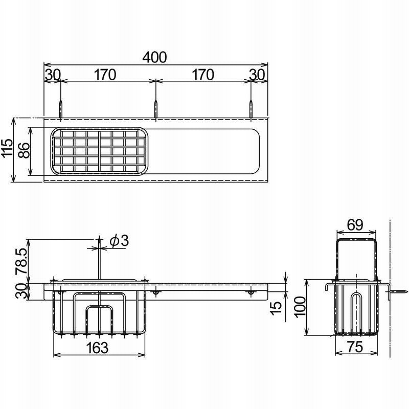 タオル掛 R1623-S-400 物干しハンガー、ピンチ