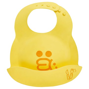 YODA 優的寶貝 寶貝好食兜餐兜LINE FRIENDS 3D立體接口 食品級矽膠 特殊收納設計  莎莉款 黃色  1入  1個