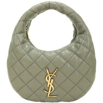 YSL Saint Laurent ICARE BABY 菱格衍縫小羊皮 手提 肩背半月包(苔癬綠)
