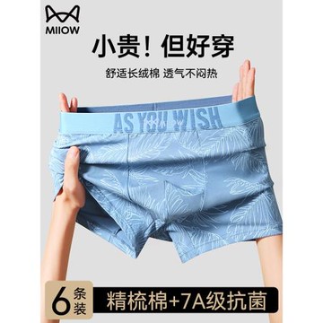 貓人男士內褲純棉抗菌男款四角褲衩大碼運動男生青少年平角短褲頭