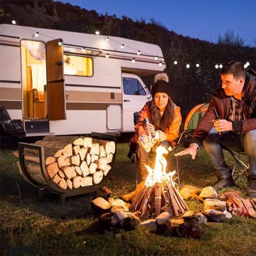 木柴置物架柴火收納金屬架室內壁爐木柴收納整理架木頭擺放移動架