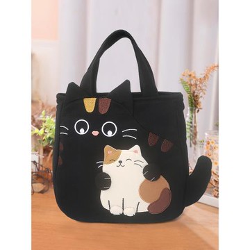 Kine貓新款 可愛大小貓咪手提包卡通立體棉布逛街上班女小眾包包