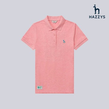 【HAZZYS】女款粉色舒適百搭短袖POLO衫 YBTEB260