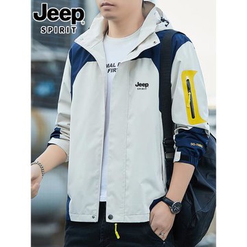 JEEP吉普沖鋒衣外套男款春季潮牌戶外工裝休閑上衣服春裝春秋夾克