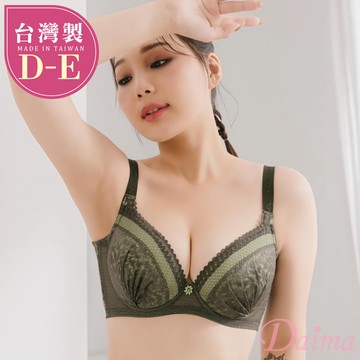 成套內衣 台灣製(D-E)輕巧透氣薄杯軟鋼圈機能蕾絲(內衣+內褲)_綠色#T98042