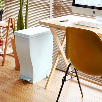 純色曲線長型可分類腳踏垃圾桶(附輪)-33L 黑