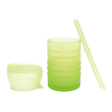 BUMKiNS 白金矽膠吸管杯 100%矽膠 耐熱溫度-40°C~+175°C 適用年齡6個月以上  1個  香瓜綠  210ml