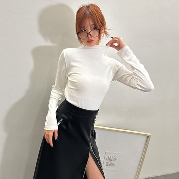立領超彈力上衣-白【KT224762】