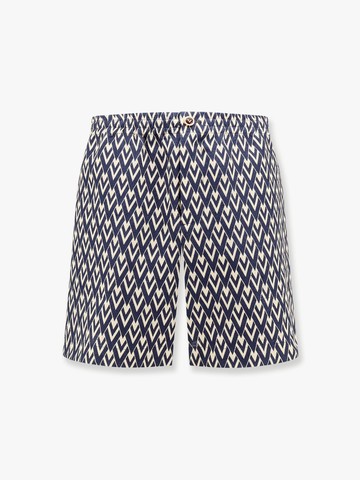 Linen bermuda shorts with toute la v motif - VALENTINO - gender_Man