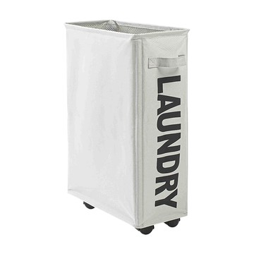 帶輪夾縫牛津布束口收納籃  57 x 39 x 19cm  米白色  1個