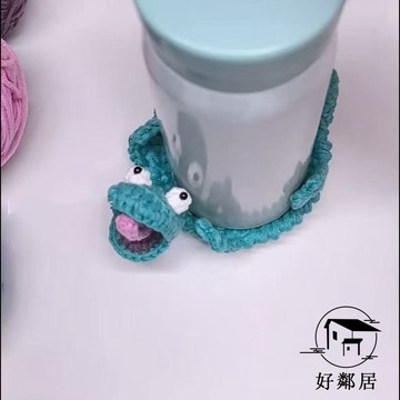 台灣出貨🔥手工系✂DIY創意鉤織 毛線編織  鉤織小物 小蜥蜴湯姆杯墊可愛小玩偶編織材料包毛線鉤針小動物手工自製HLJ