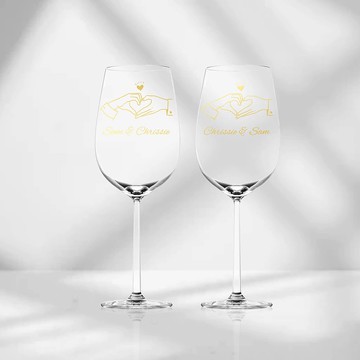 情侶禮物 | 情侶比心手勢訂製禮物紅酒對杯 情侶紀念禮物雕刻禮物