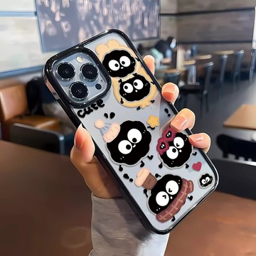 趣味黑煤球 不發黃 手機殼iPhone16 適用蘋果i15 14 13 12 11Plus iX保護殼 亞克力防摔殼