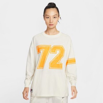 NIKE 長袖上衣 女 落肩寬鬆版型 AS W NSW LS TEE OS GCEL 米灰 IO0481-047