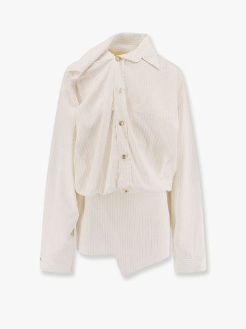 Viscose chemisier dress with lurex striped motif - A PAPER KID - gender_Woman