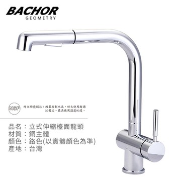 BACHOR 立式伸縮檯面龍頭 二段式花灑(鉻色)-無安裝