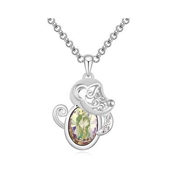 現貨+預購 925純銀項鍊水晶吊墜-可愛俏皮猴子造型生日情人節禮物女飾品6色73bb345【獨家進口】【米蘭精品】