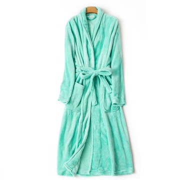lingling日系 保暖水貂絨素面綁帶睡袍(全尺碼,2色可選)