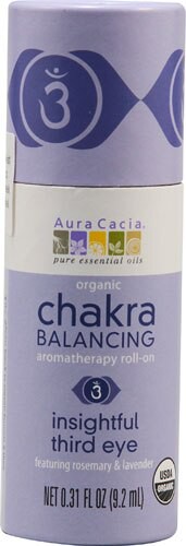 Aura Cacia Chakra Balancing Aromatherapy Roll On Insightful Third Eye Rosemary & Lavender 0.31 fl oz