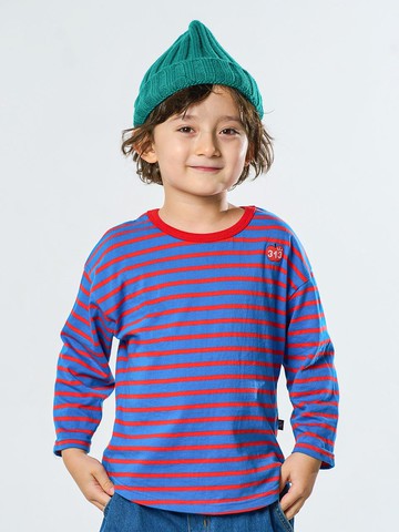 Apple Stripe T-shirt Blouse Long Sleeves