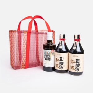 豆油伯雙醬好油禮袋組(缸底500mL×2+艾瑞斯橄欖油500mL×1)