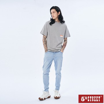 男裝 機械LOGO後印花短袖T恤-麻灰色 (5A7007) 【5th STREET】【APP下單享4%回饋】治裝激推 聖誕禮物券 最高折700