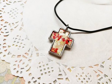 十字架項鍊頸鍊 日本友禪紙 和紙(獨一商品)GY05-003